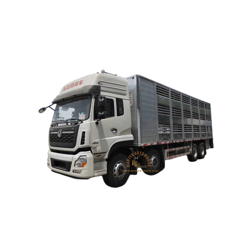 Camion de transport de bétail en alliage d'aluminium Dongfeng 8x4 25 tonnes