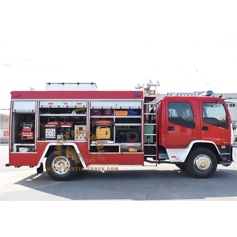 Camion d'incendie de sauvetage avec divers équipements