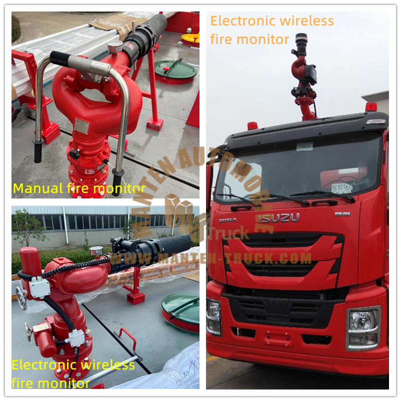 Performances de camion de pompiers avec moniteur d'incendie différent